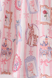Pink Character Bow Embroidery Ruffle Pants Set