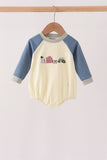 Navy&yellow farm embroidery bubble
