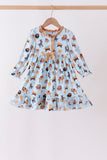 Blue Nativity Ruffle Bamboo Dress