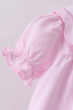 Pink stripe bunny bow embroidery bloomer set