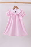 Pink stripe bunny bow embroidery dress