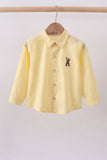Beige bunny embroidery button down shirt