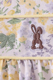Floral bunny bow embroidery ruffle dress