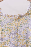 Floral print puff sleeve tiered dress