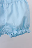 Blue cross embroidery lace bloomer set