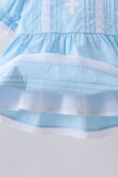 Blue cross embroidery lace bloomer set