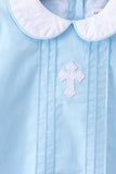 Blue cross embroidery shorts set