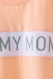 Pink I love my mom embroidery shorts set
