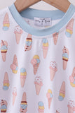Blue ice cream print bamboo pajama set