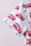 Red fire truck print bamboo pajama set