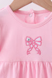 Pink bow applique romper