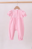 Pink bow applique romper