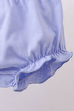 Blue stripe shark embroidery bloomer set