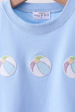 Blue ball embroidery shorts set