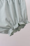 Sage strawberry embroidery ruffle gingham bloomer set