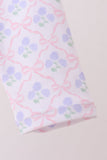 Pink floral print ruffle rashguard