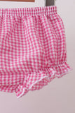 Pink cherry gingham bloomer set