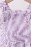 Purple seersucker butterfly embroidery ruffle bubble