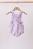 Purple seersucker butterfly embroidery ruffle bubble