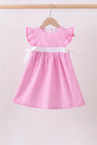 Pink bow gingham ruffle dress