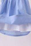 Blue bow gingham ruffle dress