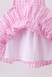 Pink gingham ruffle tiered dress