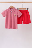 Red School bus Polo Set