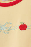Scalloped Apple Embroidery Bow Dress
