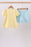 Yellow Apple Embroidery Scalloped Set