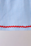 Blue Scalloped Apple Bow Skorts Set