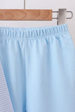 Blue stripe puppy embroidery pants set