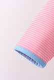 Pink puppy embroidery ruffle pants set