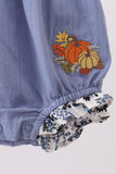 Blue pumpkin embroidery lace ruffle bubble