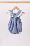 Blue pumpkin embroidery lace ruffle bubble
