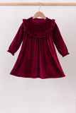 Burgundy velvet Ruffle Dress