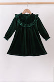 Forest velvet Ruffle Dress