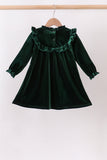 Forest velvet Ruffle Dress