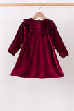 Maroon velvet ruffle dress