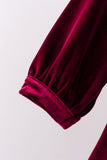 Maroon velvet ruffle dress