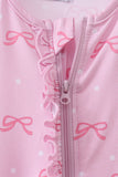 Pink bow print bamboo romper