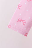 Pink bow print pants bamboo set