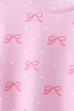 Pink bow print pants bamboo set
