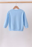 Blue Floral Bow Embroidery Top