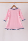 Pink turkey applique ruffle dress