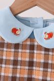 Blue turkey embroidery plaid 2pc set