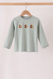 Green turkey embroidery top