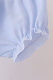 Blue turkey embroidery checkered bloomer set
