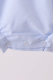 Blue turkey embroidery checkered ruffle bubble