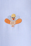Blue turkey embroidery button down shirt