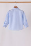 Blue turkey embroidery button down shirt